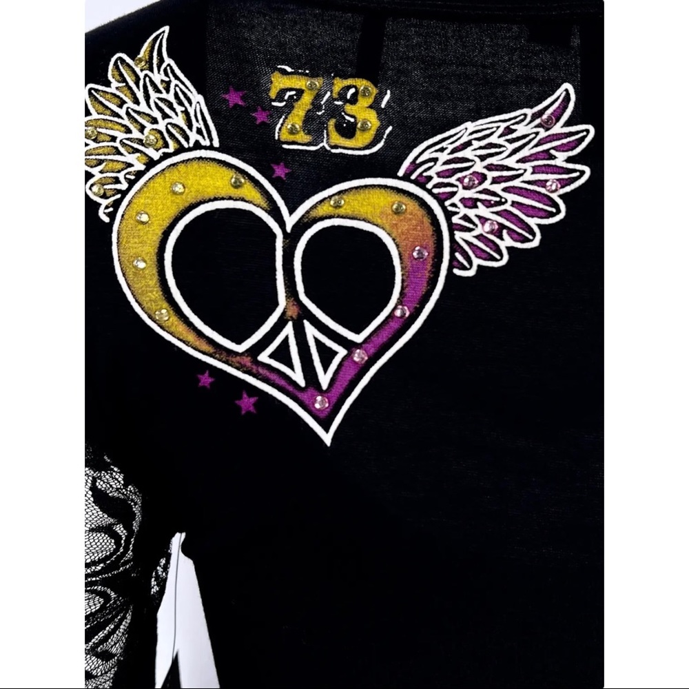 Sinful By Affliction Women's T-shirt Vertigo Biker Tattoo - Picture 8 of 11